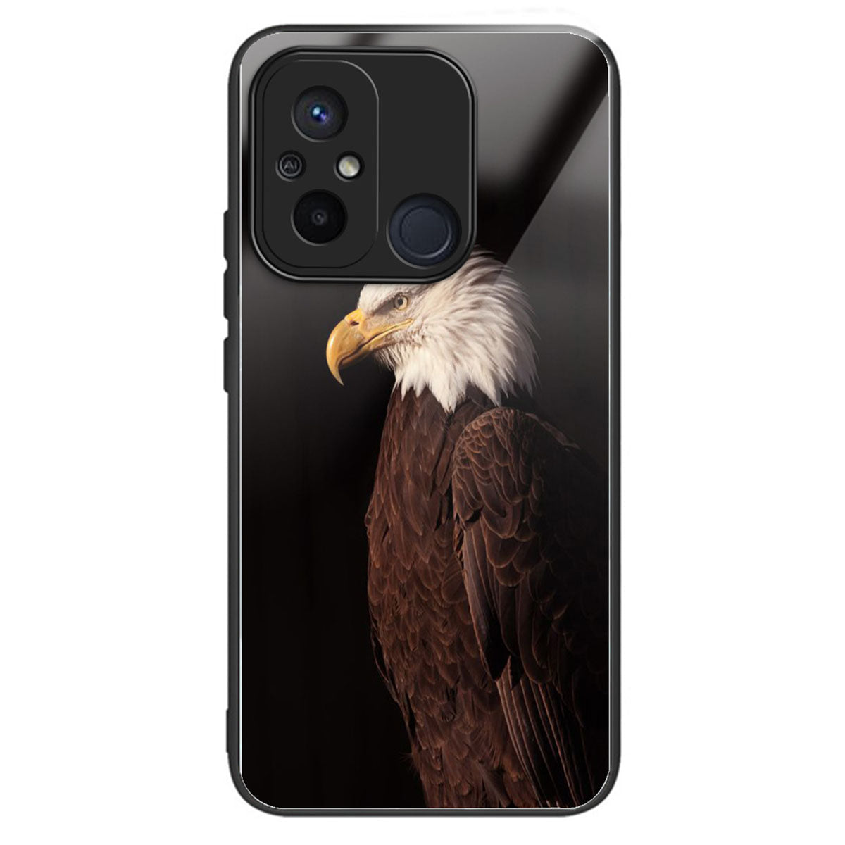 For Xiaomi Redmi 12C 4G Tempered Glass Case Pattern Printing Shockproof Phone Cover -  Eagle For Xiaomi Redmi 12C 4G Tempered Glass Case Pattern Printing Shockproof Phone Cover -  Eagle